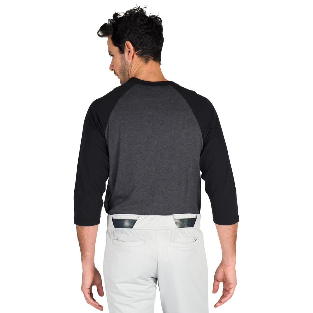 Baseball-Shirt BA 550 ¾-Arm Erwachsene dunkelgrau