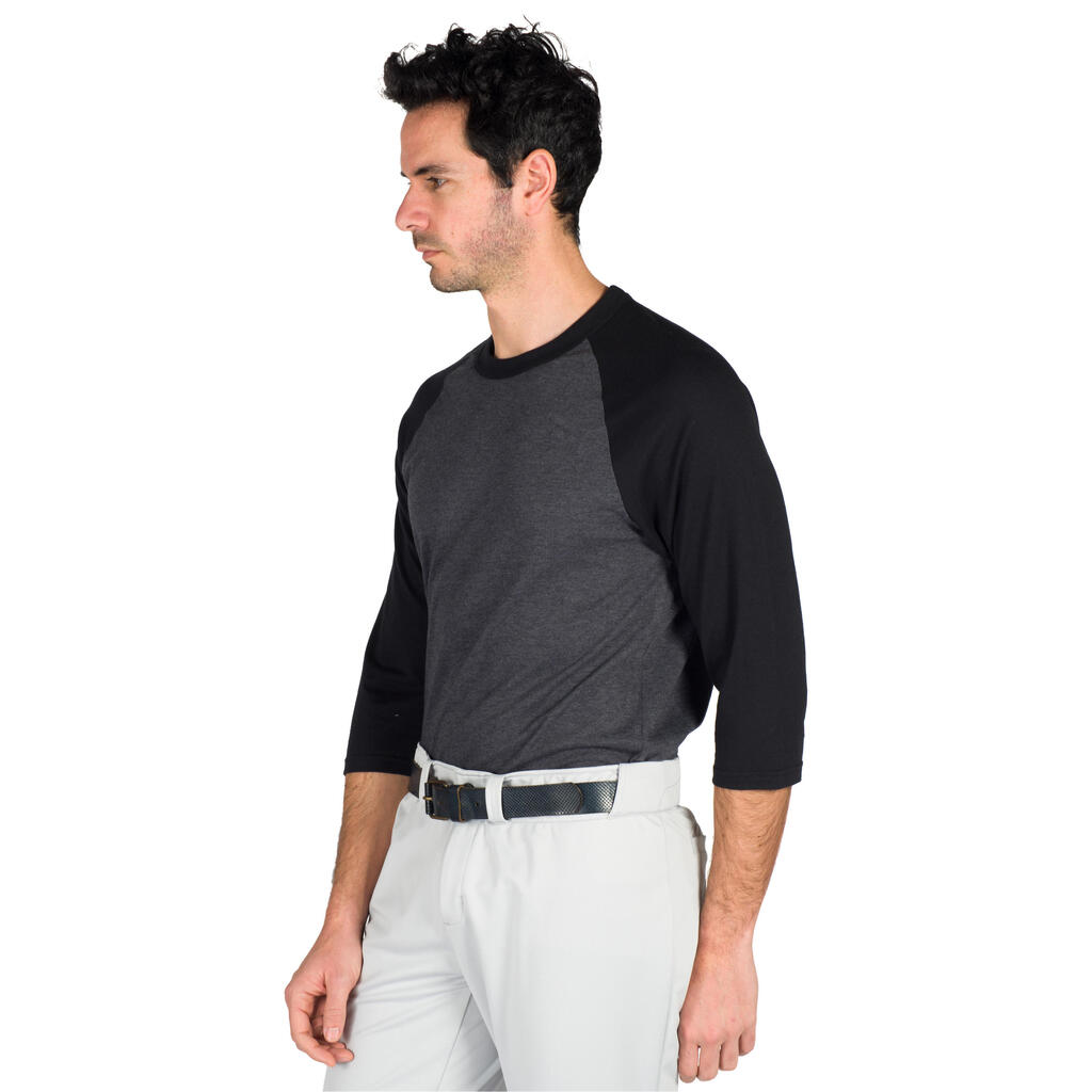Baseball-Shirt BA 550 ¾-Arm Erwachsene dunkelgrau