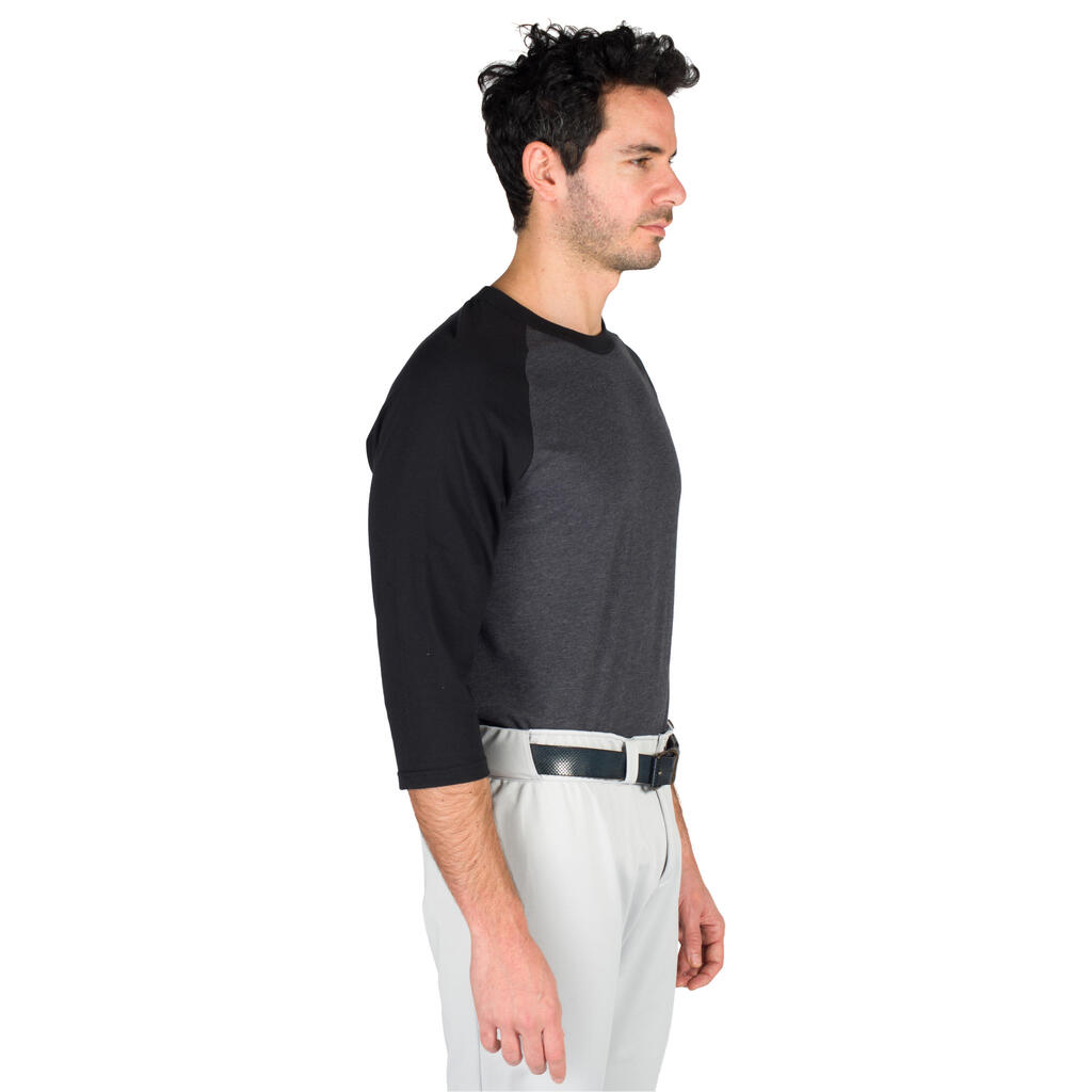 Baseball-Shirt BA 550 ¾-Arm Erwachsene dunkelgrau