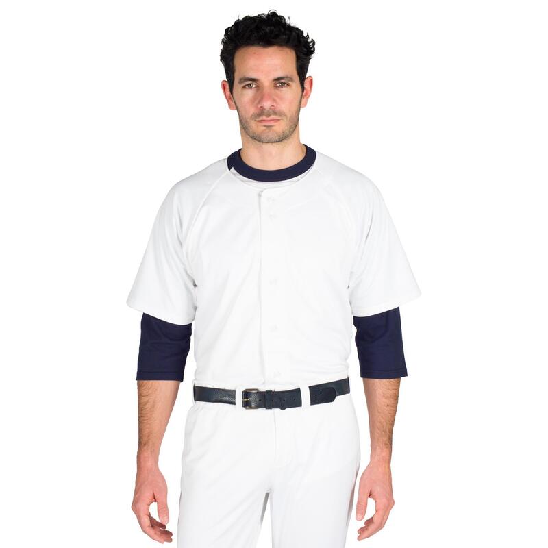 Camiseta manga corta de béisbol para adultos BA 550 blanco