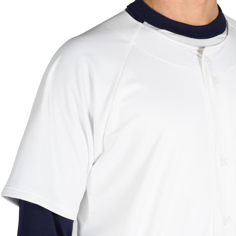 Camiseta manga corta de béisbol para adultos BA 550 blanco