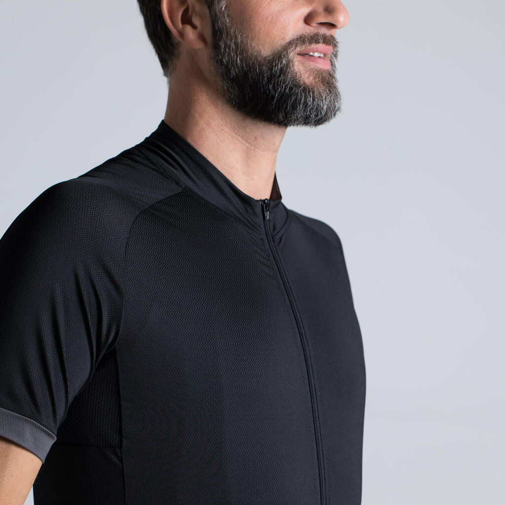 500 Short-Sleeved Road Cycling Jersey - Black/Grey