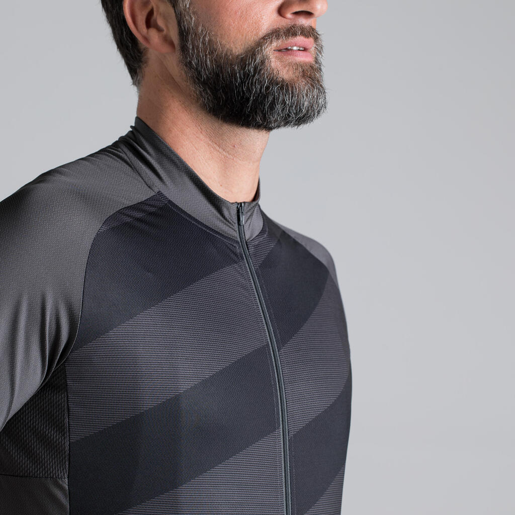 500 Short-Sleeved Road Cycling Jersey - Black/Grey