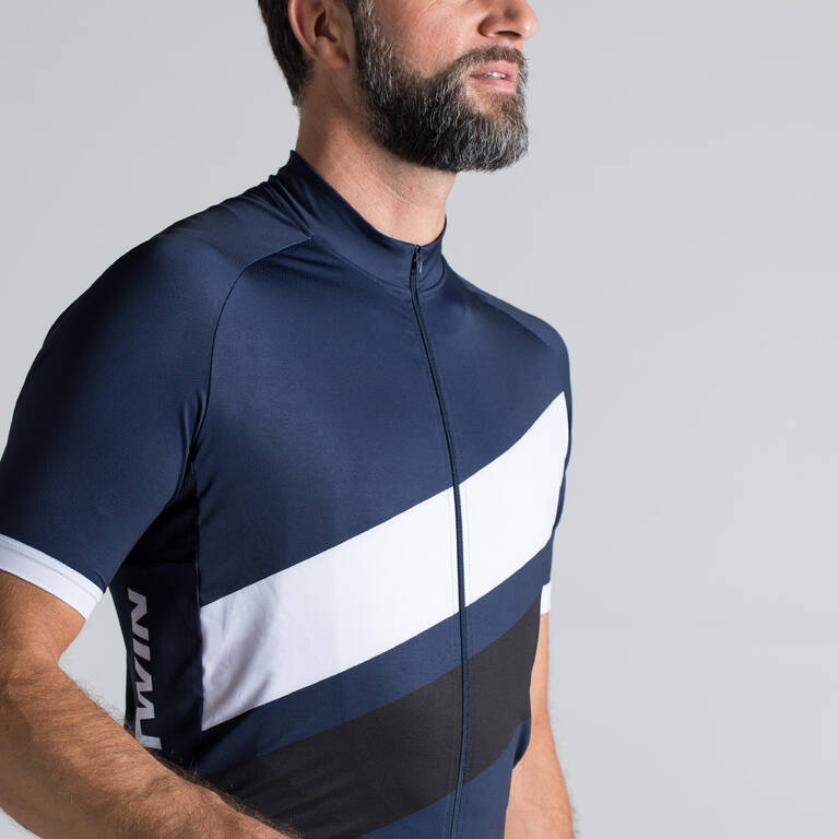RoadCycling 500 Short-Sleeved Cycling Jersey - Navy Blue/White