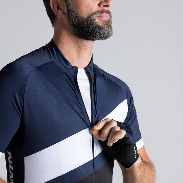 RoadCycling 500 Short-Sleeved Cycling Jersey - Navy Blue/White
