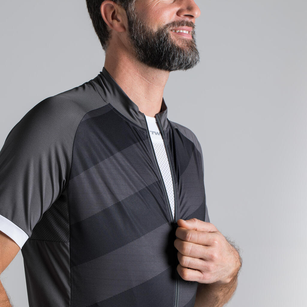 500 Short-Sleeved Road Cycling Jersey - Black/Grey