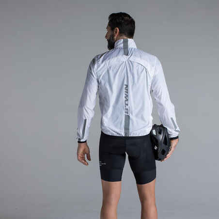 500 Ultralight Long-Sleeved Road Cycling Windproof Jacket - White