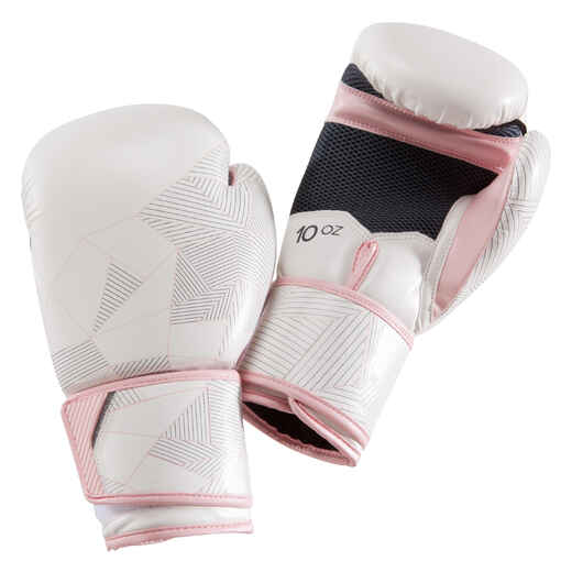 
      300 Beginner Adult Boxing Training Gloves - White/Pink
  