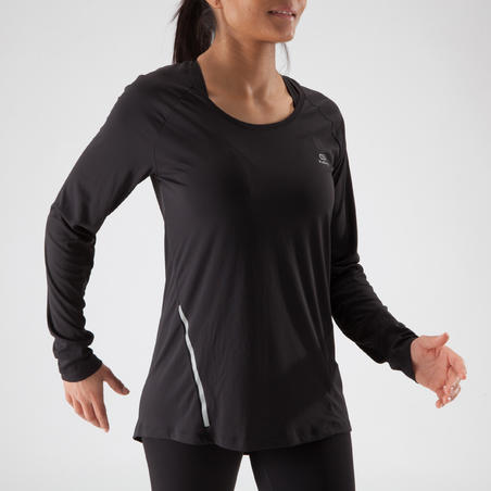 Сонцезахисна футболка Run Sun Protect для бігу, з довгими рукавами - Чорна