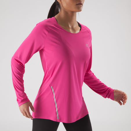 Жіноча футболка Run Sun Protect для бігу, з довгими рукавами - Рожева