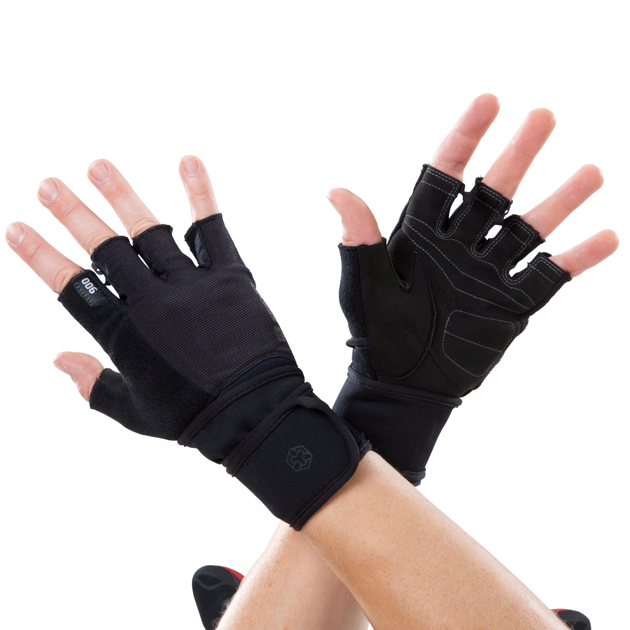 900 Weight Training Glove with Double Rip-Tab Cuff - Black/Grey 1/10