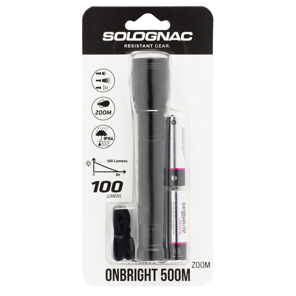 Jagd-Taschenlampe Zoom 100 Lumen schwarz