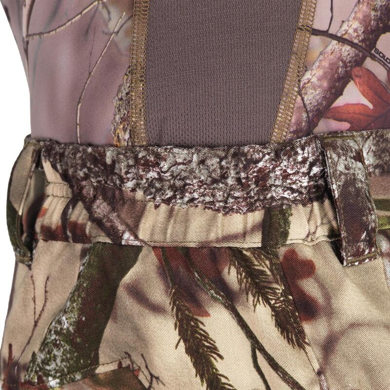 Pantalon chasse 500 Silencieux Respirant Stretch CAMOUFLAGE FORET