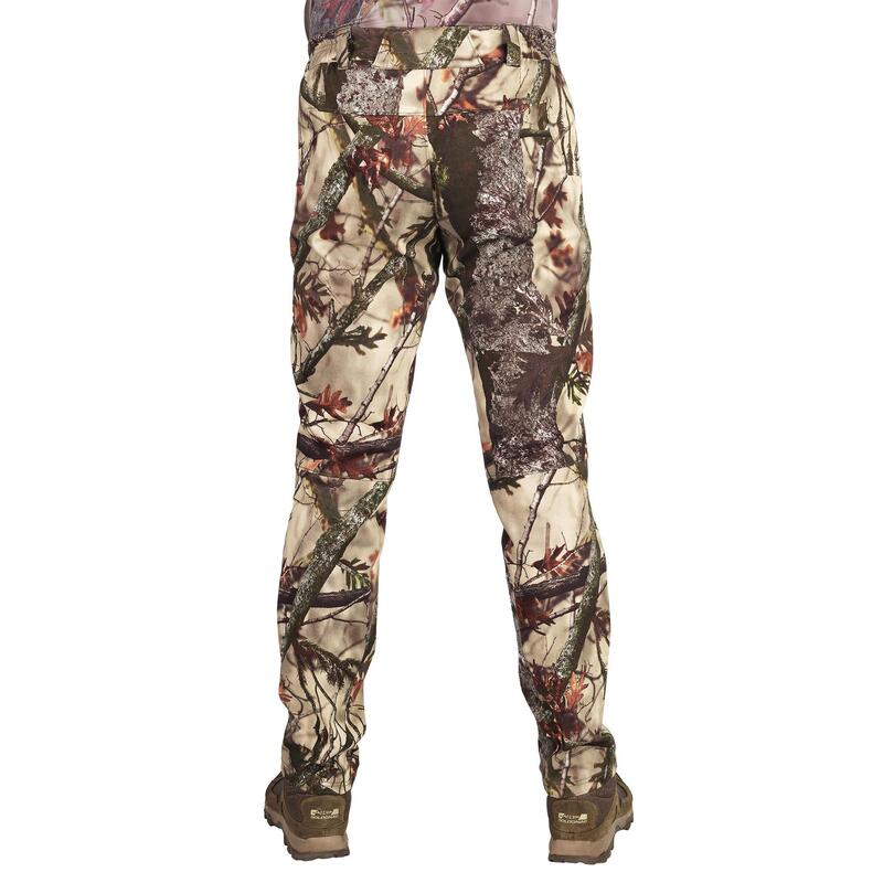 Pantalon chasse 500 Silencieux Respirant Stretch CAMOUFLAGE FORET