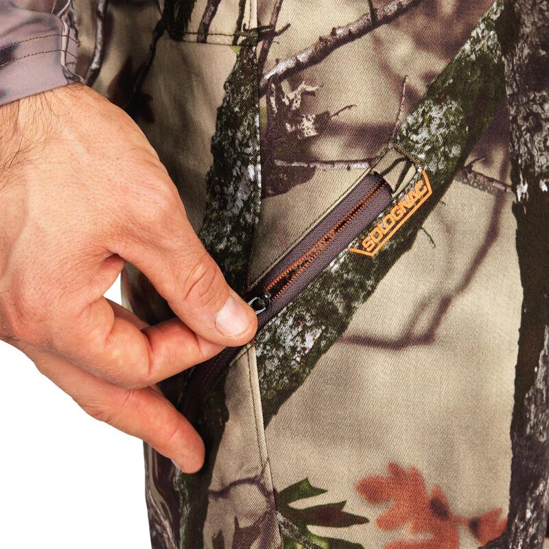 Pantalon chasse 500 Silencieux Respirant Stretch CAMOUFLAGE FORET