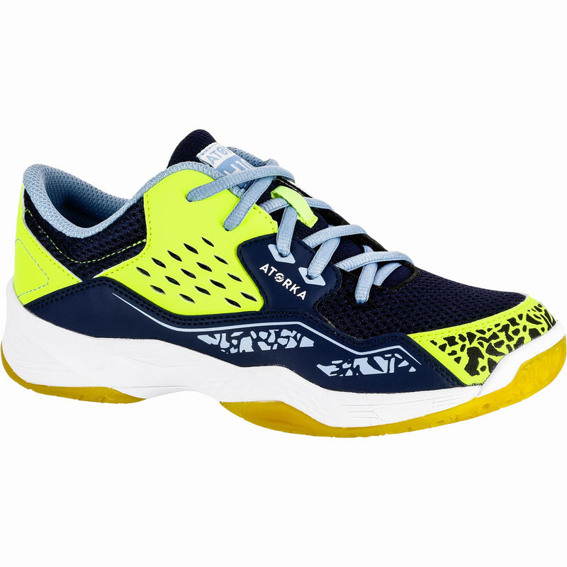 H100 Boys' Hook&Loop Handball Shoes - Blue/Yellow H100 Boys' Hook&Loop Handball Shoes - Blue/Yellow