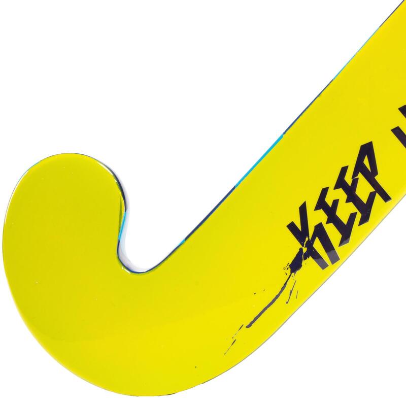 Stick de hockey enfant débutant/adulte occasionnel bois/FB FH100 jaune et bleu