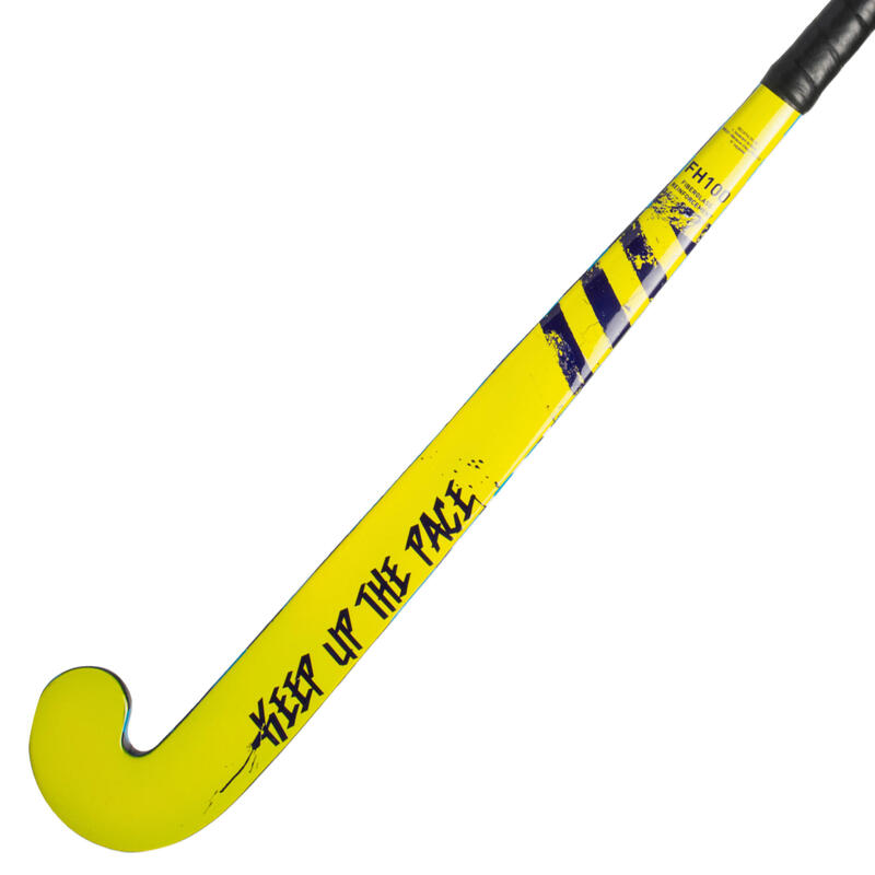 Stick de hockey enfant débutant/adulte occasionnel bois/FB FH100 jaune et bleu