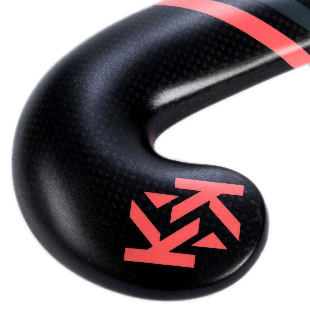 Feldhockeyschläger FH995 Expert Low Bow 95% Carbon Erwachsene weiss/rosa