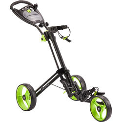 CHARIOT de GOLF 3 ROUES COMPACT NOIR/ ROUES JAUNE FLUO