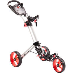 CHARIOT de GOLF 3 ROUES COMPACT BLANC/ ROUES ROSE CORAIL