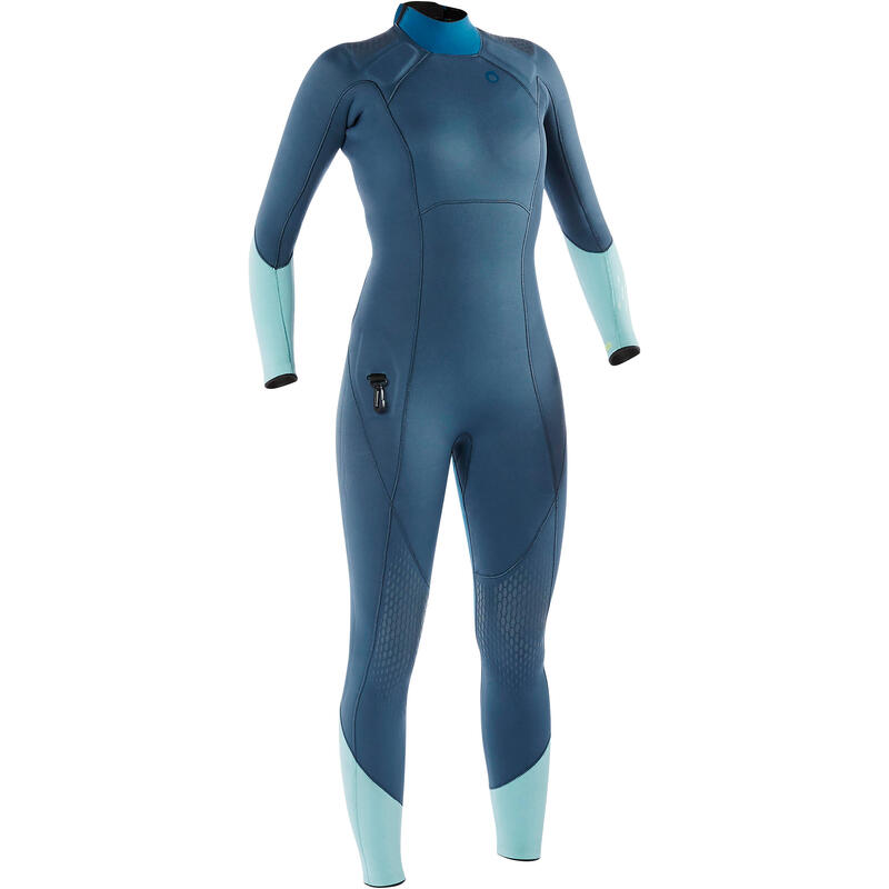 Women’s neoprene scuba diving wetsuit SCD 500 3mm - grey/blue