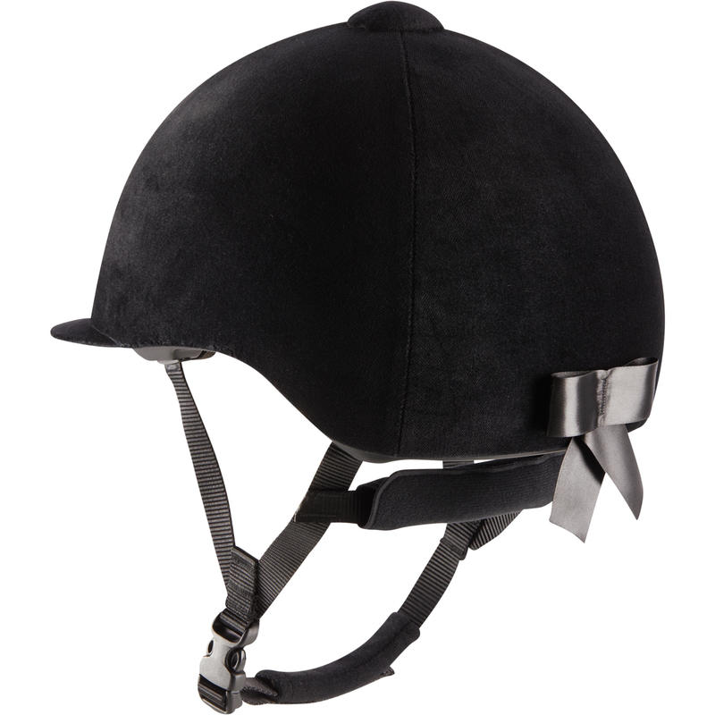 140 Velvet Horse Riding Helmet Black Decathlon