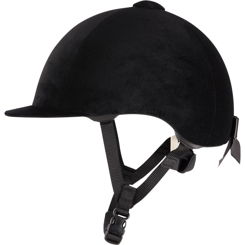 140 Velvet Horse Riding Helmet Black Decathlon