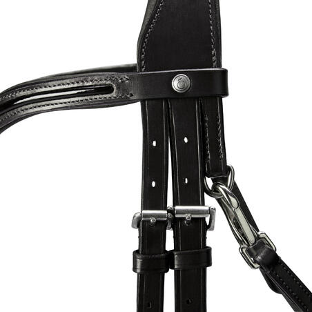 Уздечка для лошади и пони черная GLOSSY 580