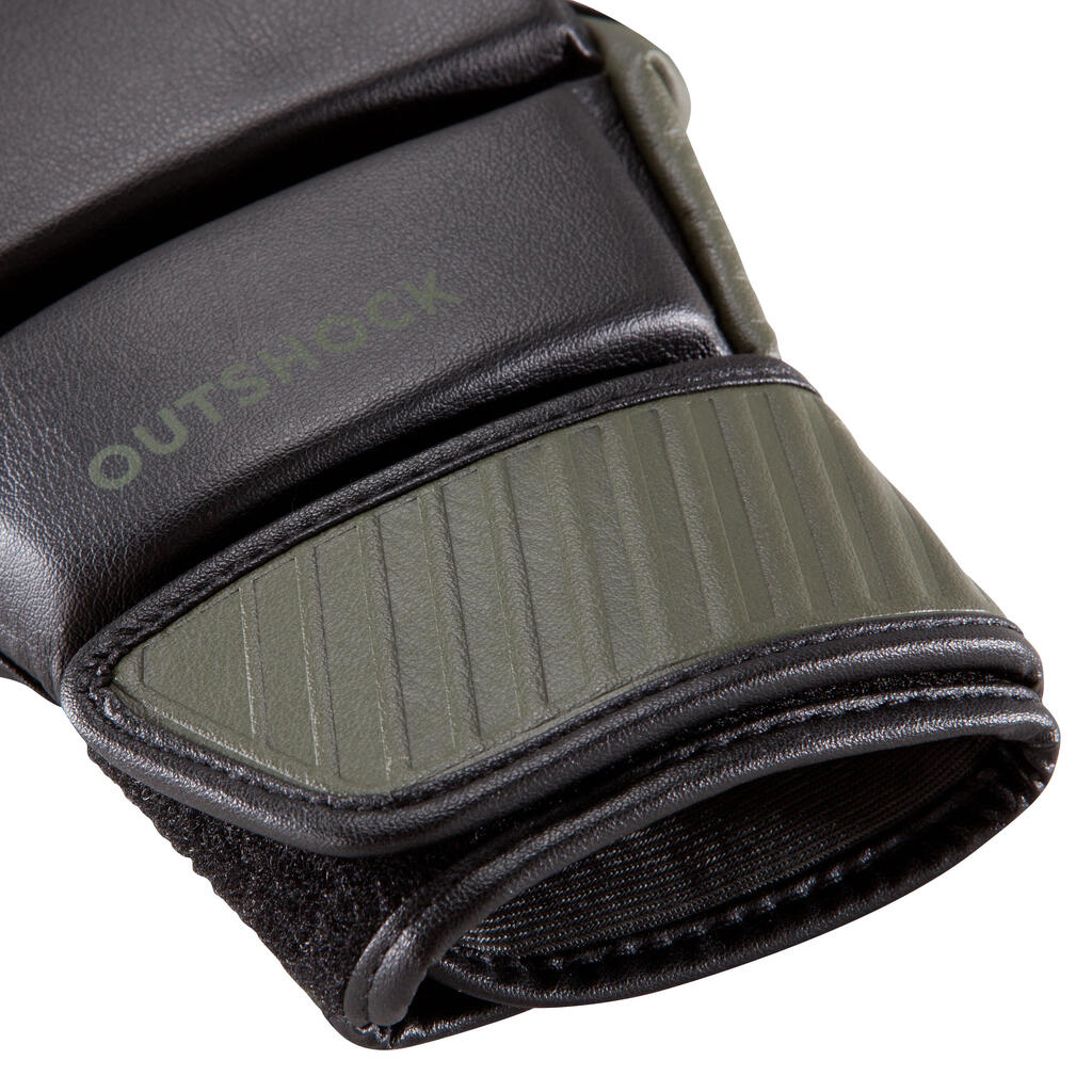 Halbhandschuhe Kampfsport 100 schwarz/khaki