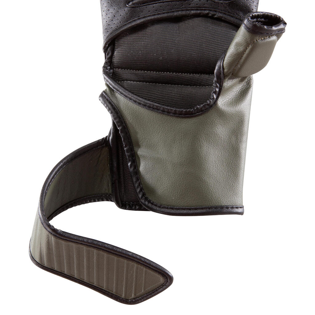 Halbhandschuhe Kampfsport 100 schwarz/khaki