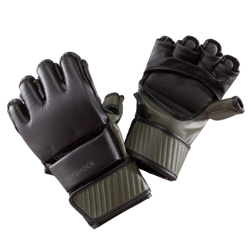 Halbhandschuhe Kampfsport 100 schwarz/khaki
