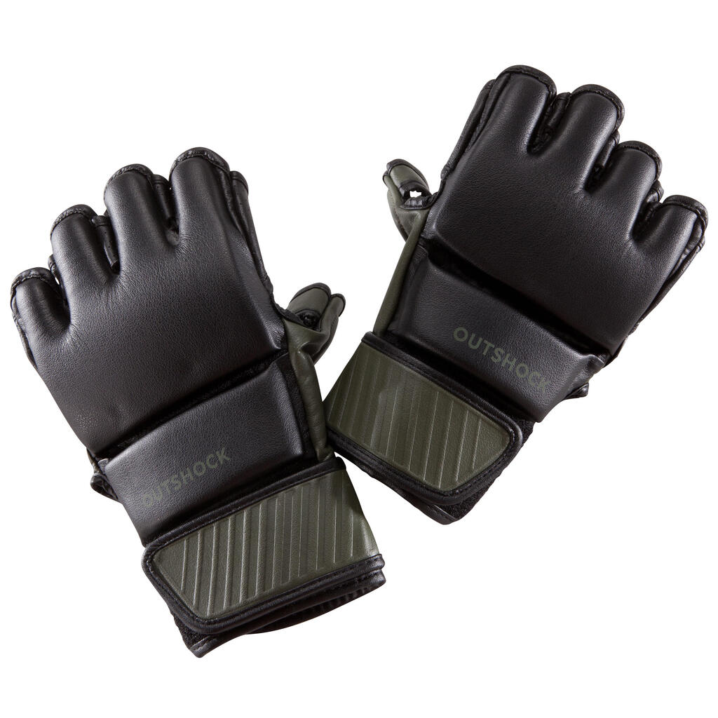 Halbhandschuhe Kampfsport 100 schwarz/khaki