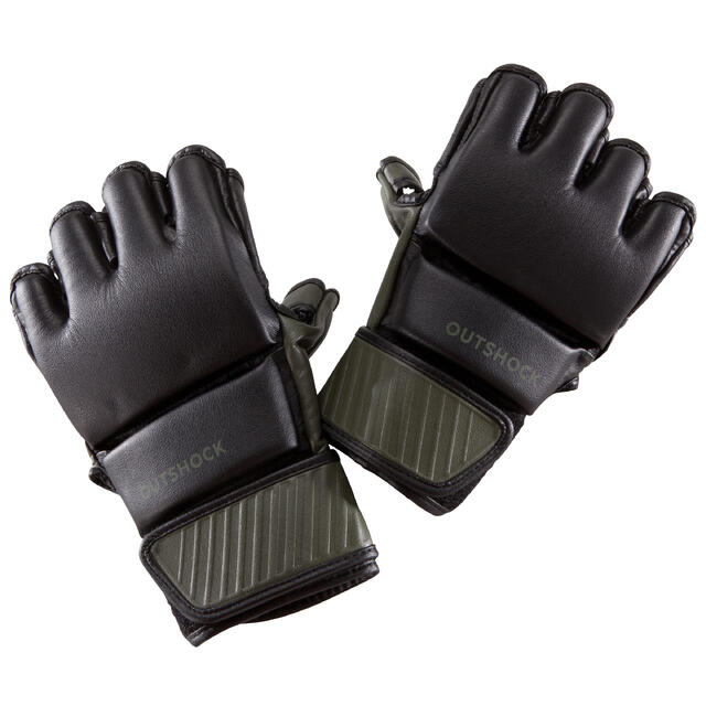 OUTSHOCK 100 COMBAT GLOVES BLACK/KHAKI decathlonsav