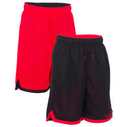 SHORT REVERSIBLE DE BASKET GARCON/FILLE POUR DEBUTANT/CONFIRME NOIR ROUGE EU