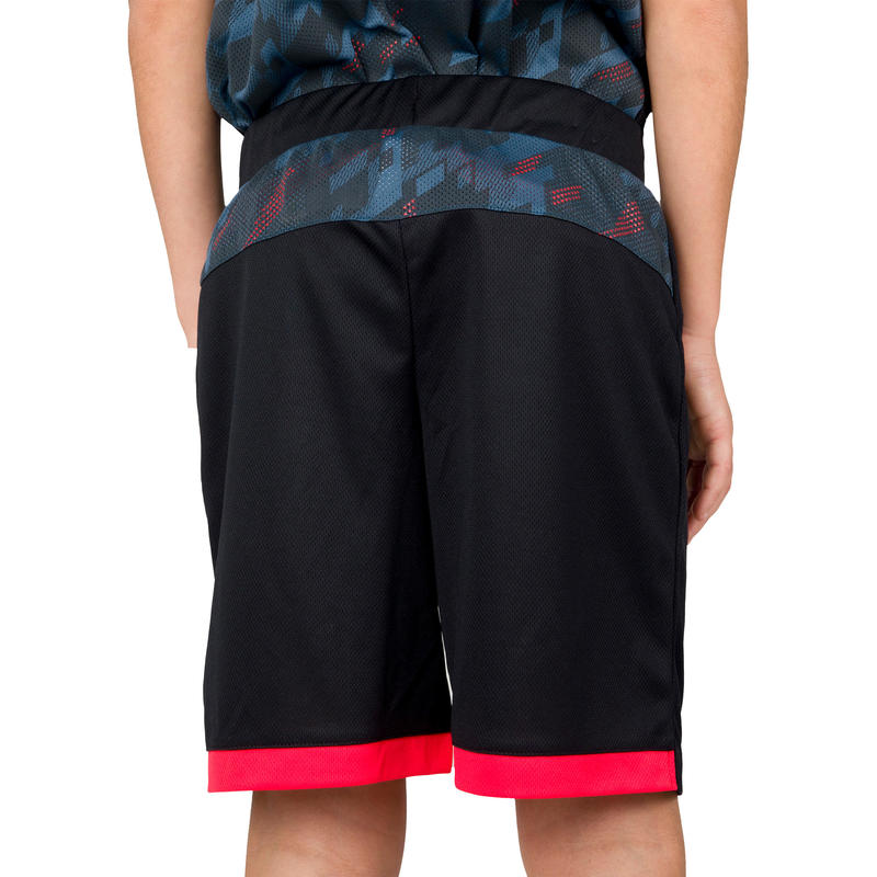 B500 Kids' Basketball Shorts For Intermediate Players Black/Digital