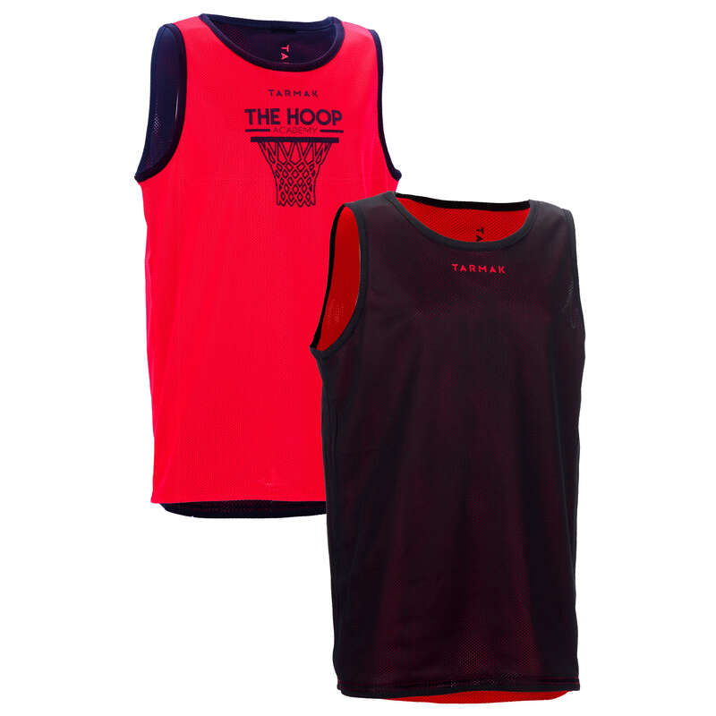 KIDS BASKETBALL OUTFIT - Kids' Reversible Tank Top Red TARMAK