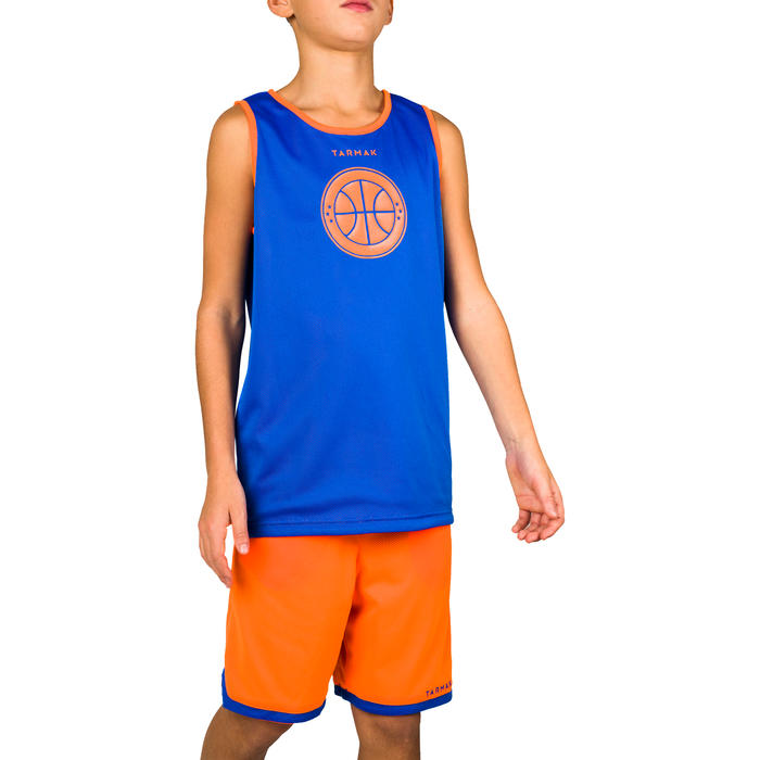 Kids' Reversible Basketball Tank Top For Intermediate Players Blue