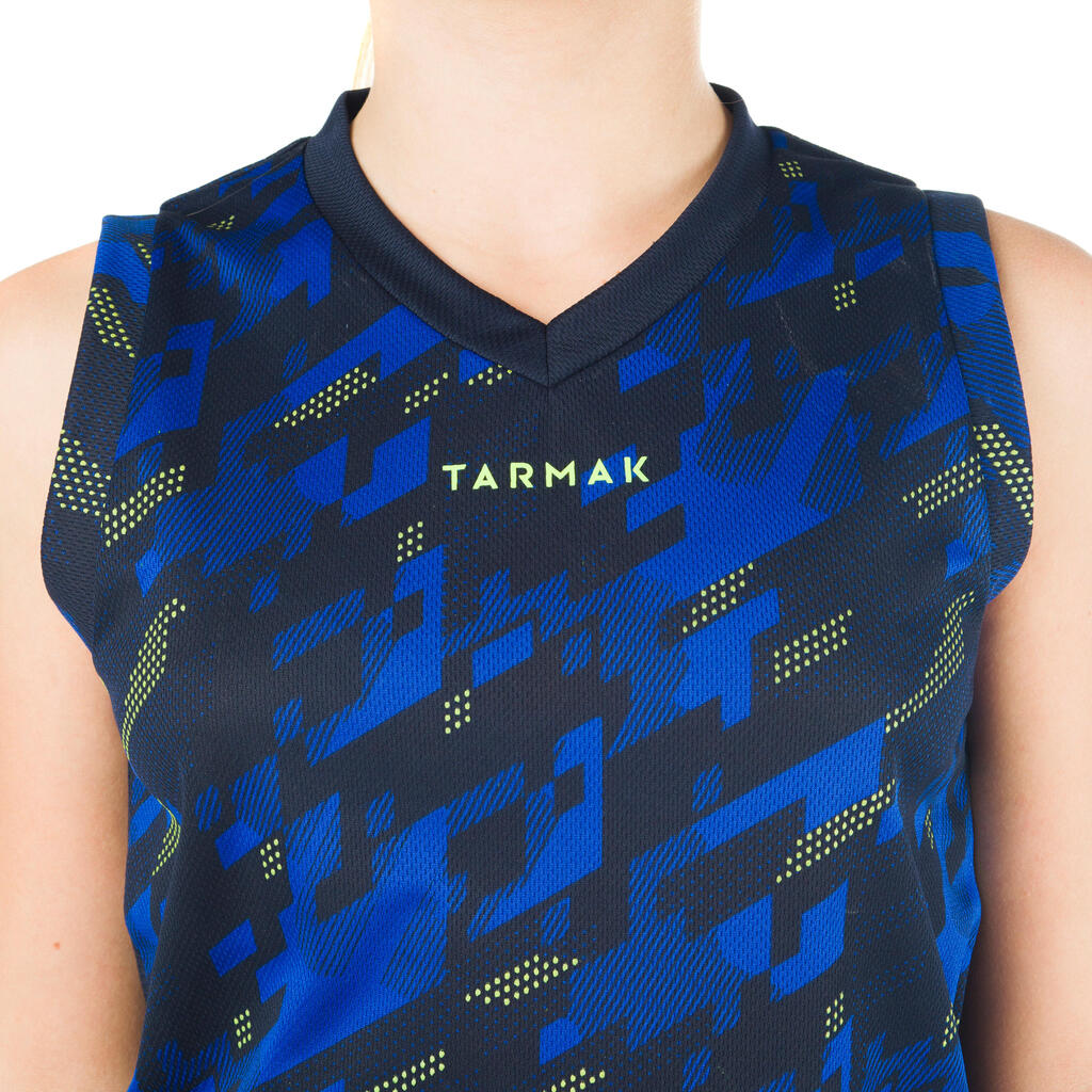 Basketballtrikot B500 Jungen/Mädchen Fortgeschrittene blau/grau/rosa