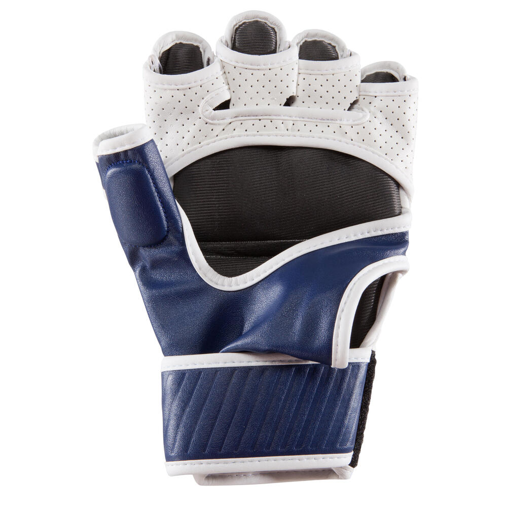 mitaines de combat 100 blanc bleu