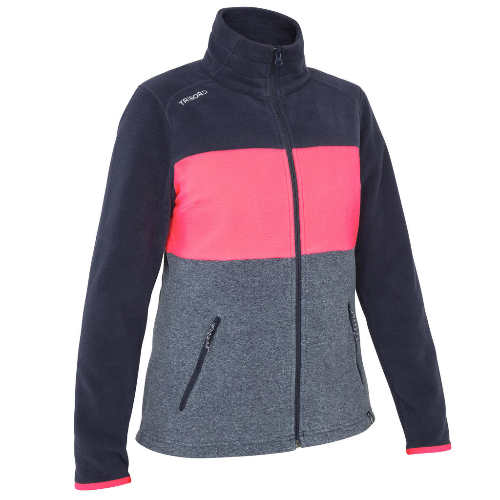 Fleecejacke Segeln Race Damen marineblau/grau/grün