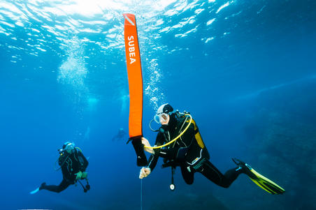 SCD SCUBA diving surface marker buoy orange