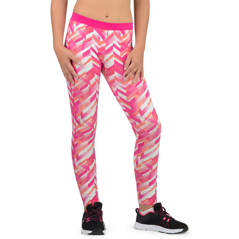 Legging 500 Gym Fille Imprime Rose Domyos By Decathlon