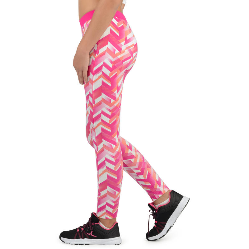 Legging 500 Gym Fille Imprime Rose Domyos By Decathlon