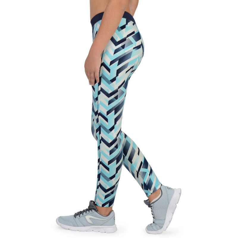 500 Gym Tayt Cocuk Mavi Baskili Domyos By Decathlon