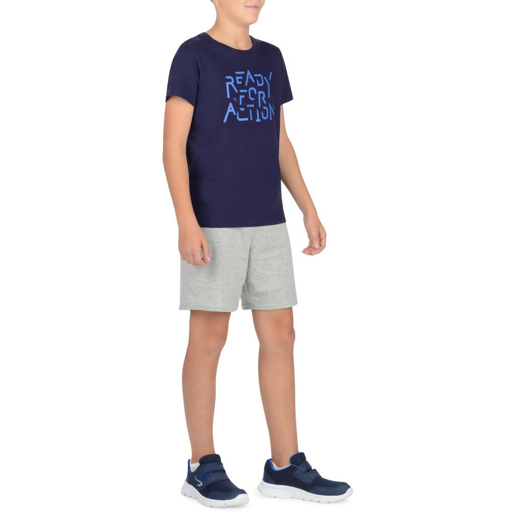 T-Shirt 100 Gym Kinder blau mit Print 