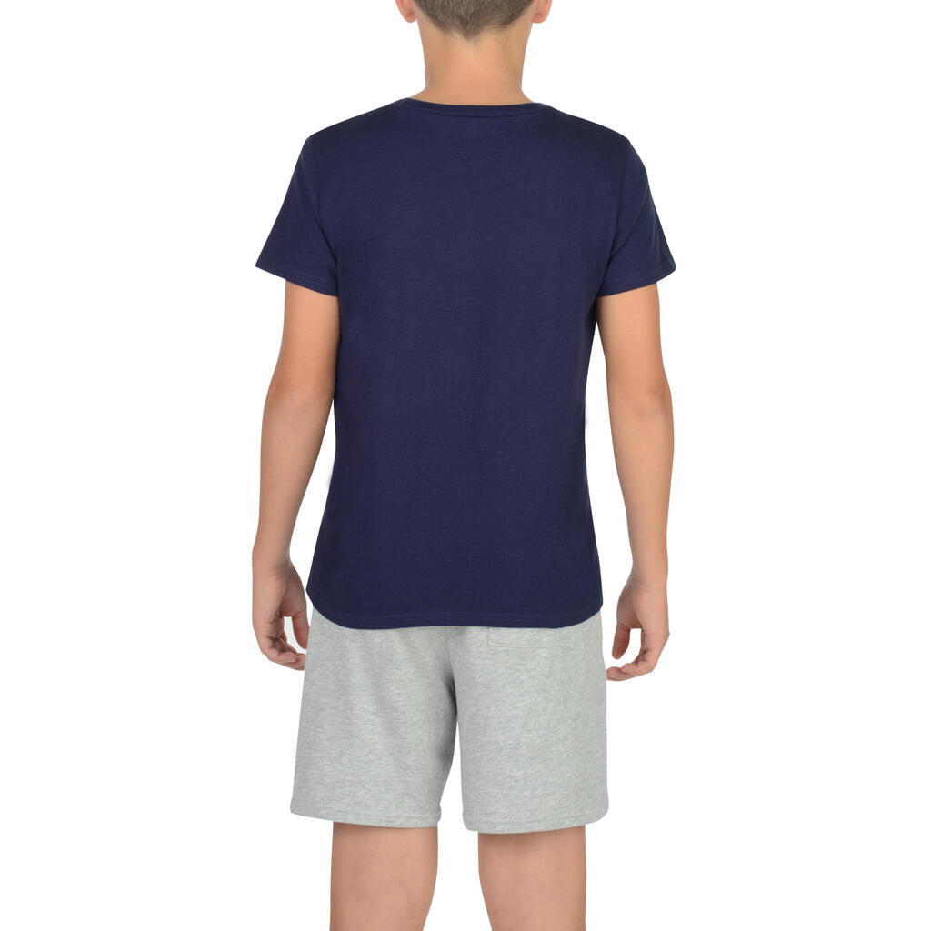 T-Shirt 100 Gym Kinder blau mit Print 