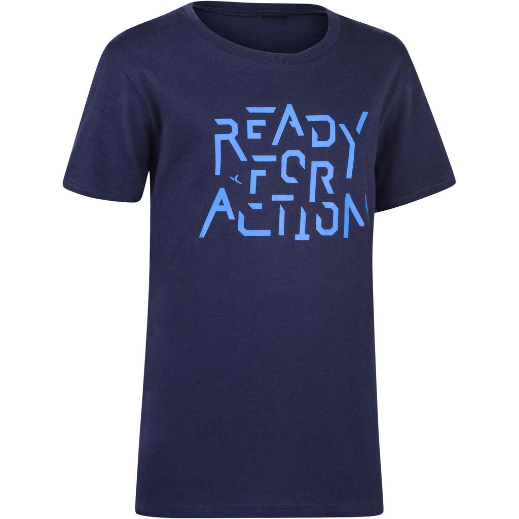 100 Boys' Short-Sleeved Gym T-Shirt - Blue Print