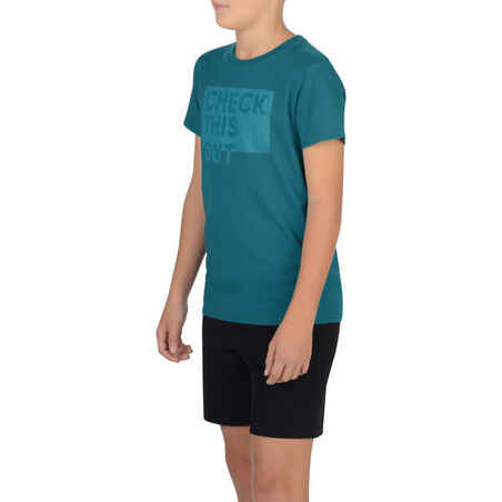 100 Boys' Short-Sleeved Gym T-Shirt - Blue Print