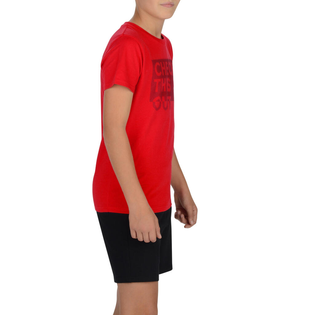 T-Shirt 100 Gym Kinder blau mit Print 